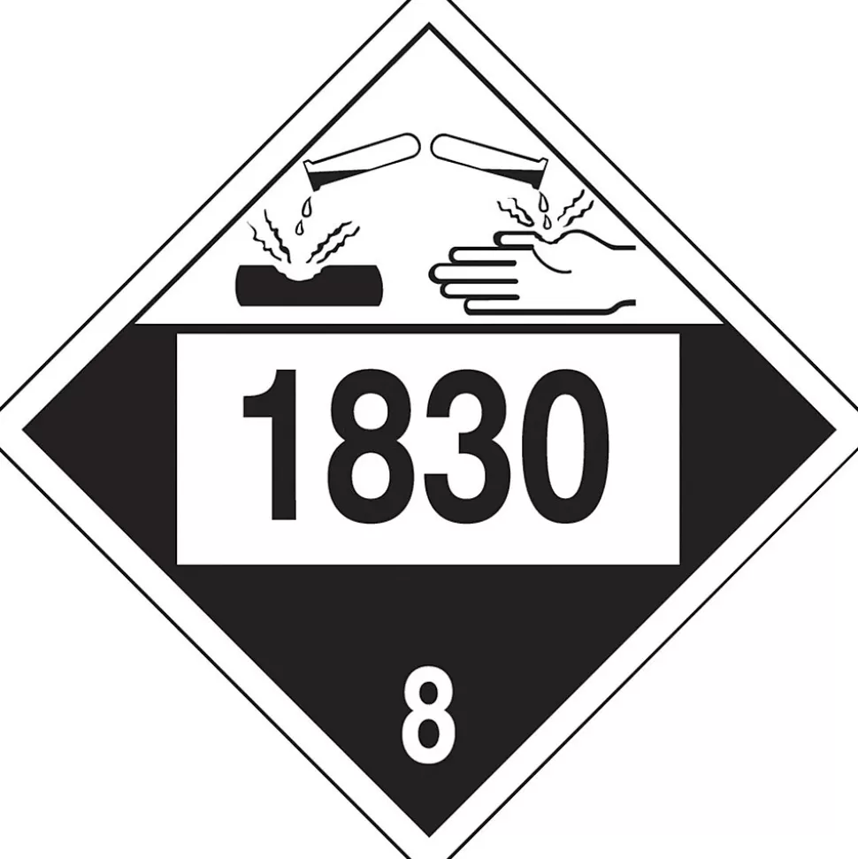 Accuform 4-Digit DOT Placard, "1830" Hazard Class 8 , 10.75" x 10.75", Adhesive Vinyl, 25/Pack (MPL781VS25) Store