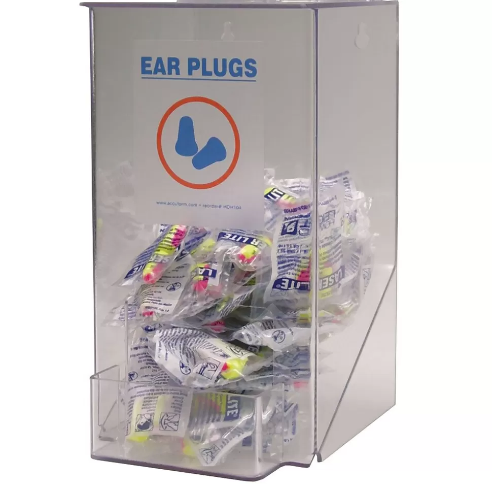 Accuform Plastic PPE Small Ear Plug Dispenser with Hinged Lid, Clear Plastic, HDH104 (HDH104) Shop