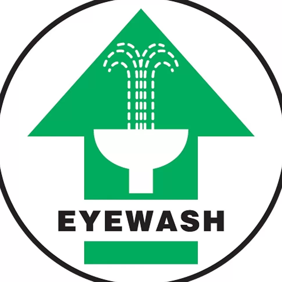 Accuform Slip-Gard EYEWASH Round Floor Sign, Black/Green/White, 8"Dia. (MFS1808) Cheap