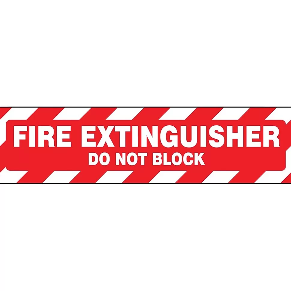 Accuform Slip-Gard FIRE EXTINGUISHER DO NOT BLOCK Border Floor Sign, White/Red, 6"H x 24"W (PSR273) Store
