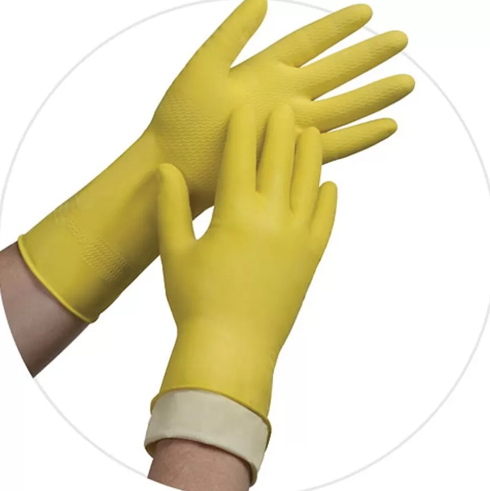 Ambitex Pro L6500 Series Flock Lined Latex Gloves, Yellow, Small, 12 Pairs (LSM6500) Flash Sale