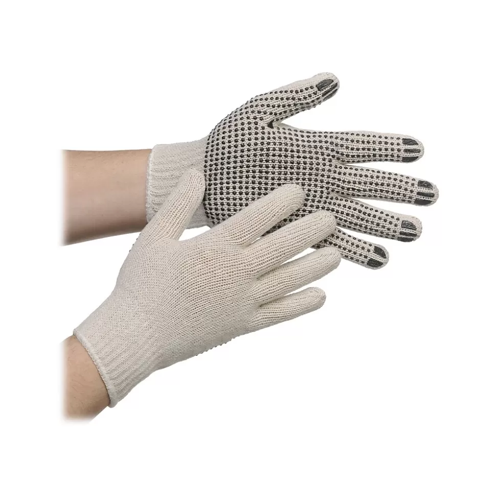 Ambitex Pro 1-Sided Dotted String Knit Cotton Gloves, Natural White, Dozen (CTPS400MN/1SD) Store