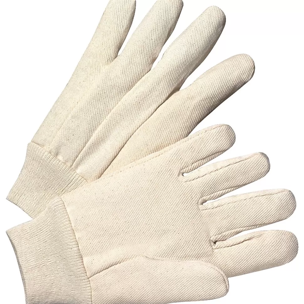 Anchor Brand Canvas Gloves, Cotton, Knit-Wrist Cuff, Men's Size, Unlined, White, 12 Pair/Box Cheap