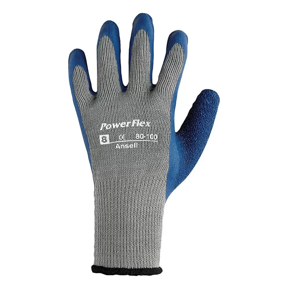 Ansell 80-100 Poly/Cotton/Natural Rubber Gray/Blue Latex Gloves, Size Group 8, 12/Pair Best