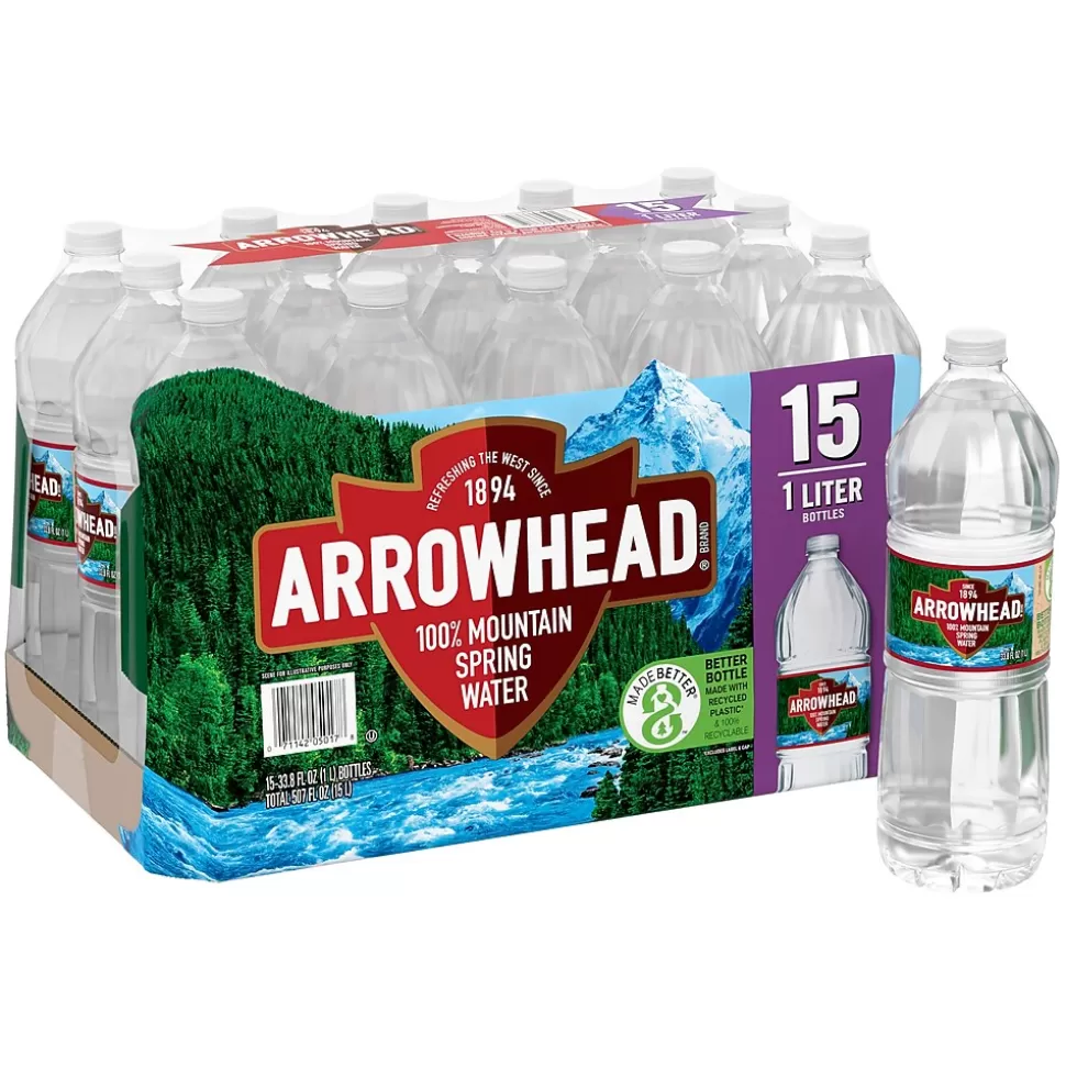 Arrowhead 100% Mountain Spring Water, 33.8 oz. Plastic Bottles, 15/Carton (11475327) Sale