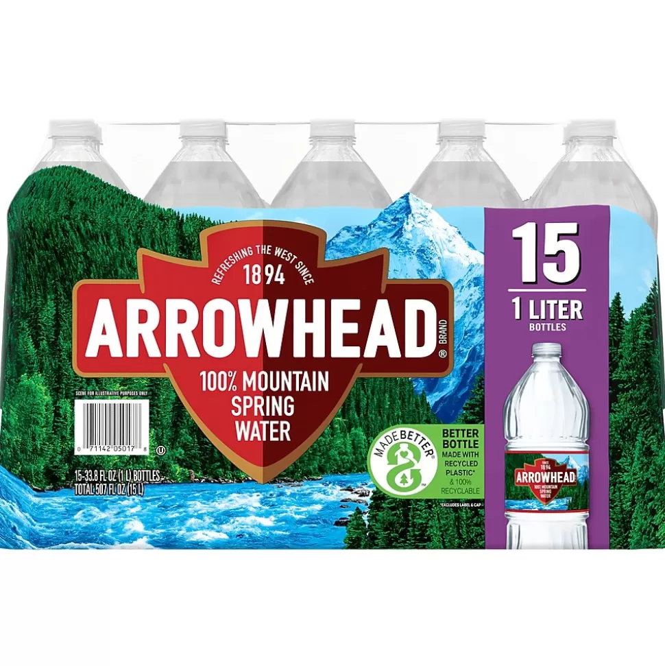 Arrowhead 100% Mountain Spring Water, 33.8 oz. Plastic Bottles, 15/Carton (11475327) Sale