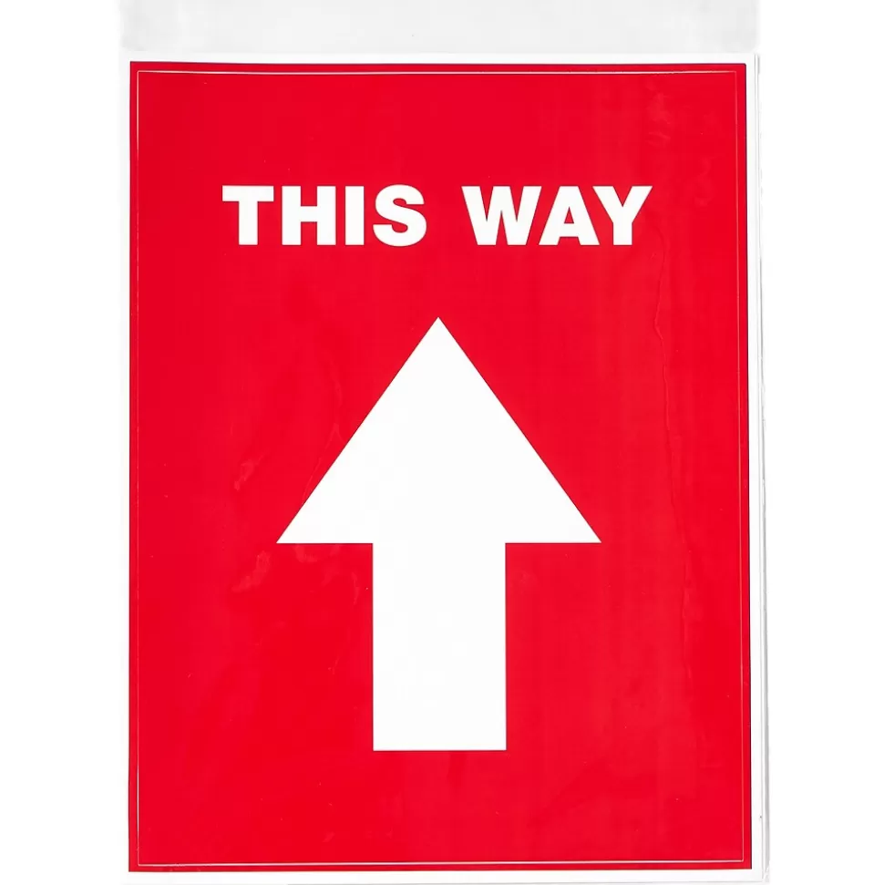 Avery Directional "This Way" Preprinted Floor Decals, 8" x 10.5", Red/White, 5/Pack (83091) Flash Sale