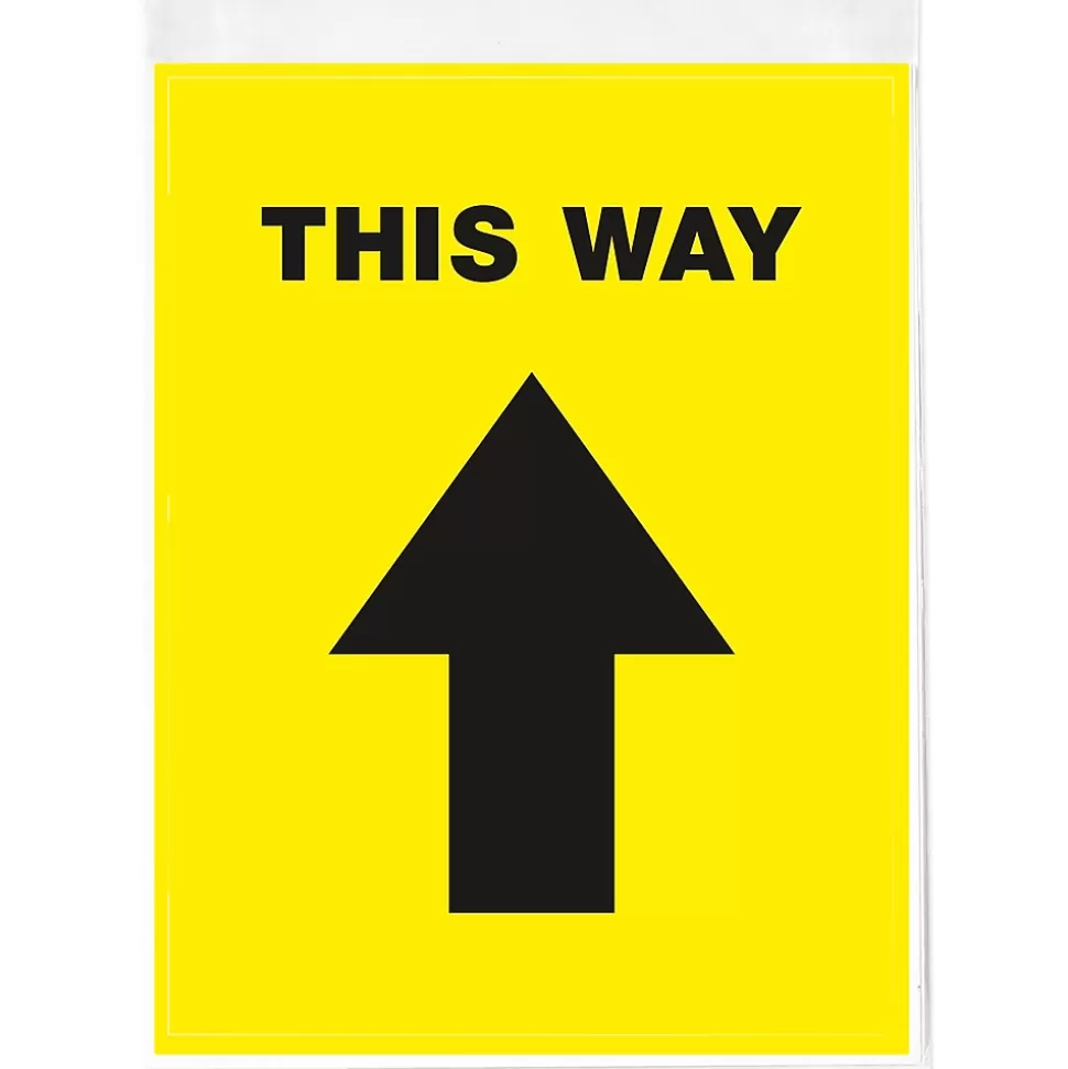 Avery Directional "This Way" Preprinted Floor Decals, 8" x 10.5", Yellow/Black, 5/Pack (83022) Cheap