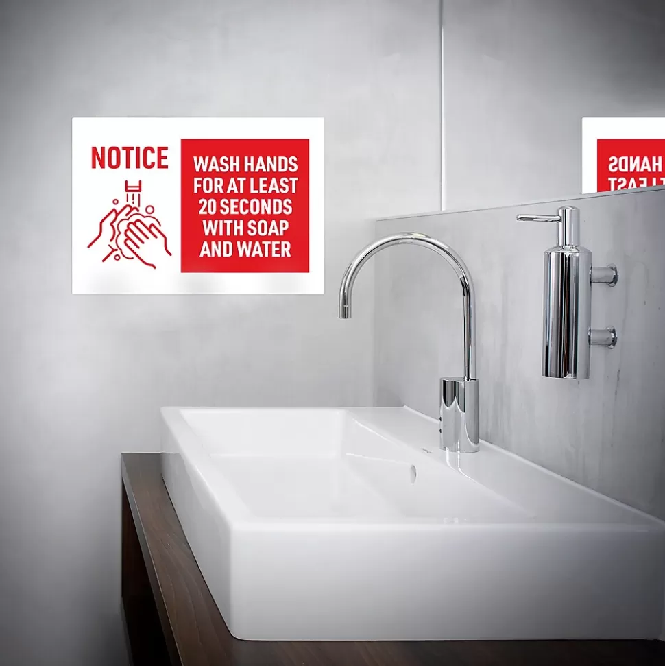 Avery Surface Safe "Wash Hands" Preprinted Wall Decals, 7" x 10", White/Red, 5/Pack (83175) Cheap