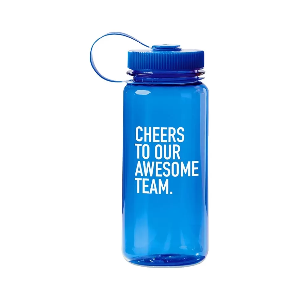 Baudville "Awesome Team" Plastic Water Bottle, 21 oz., Translucent Blue/White (91575) Cheap