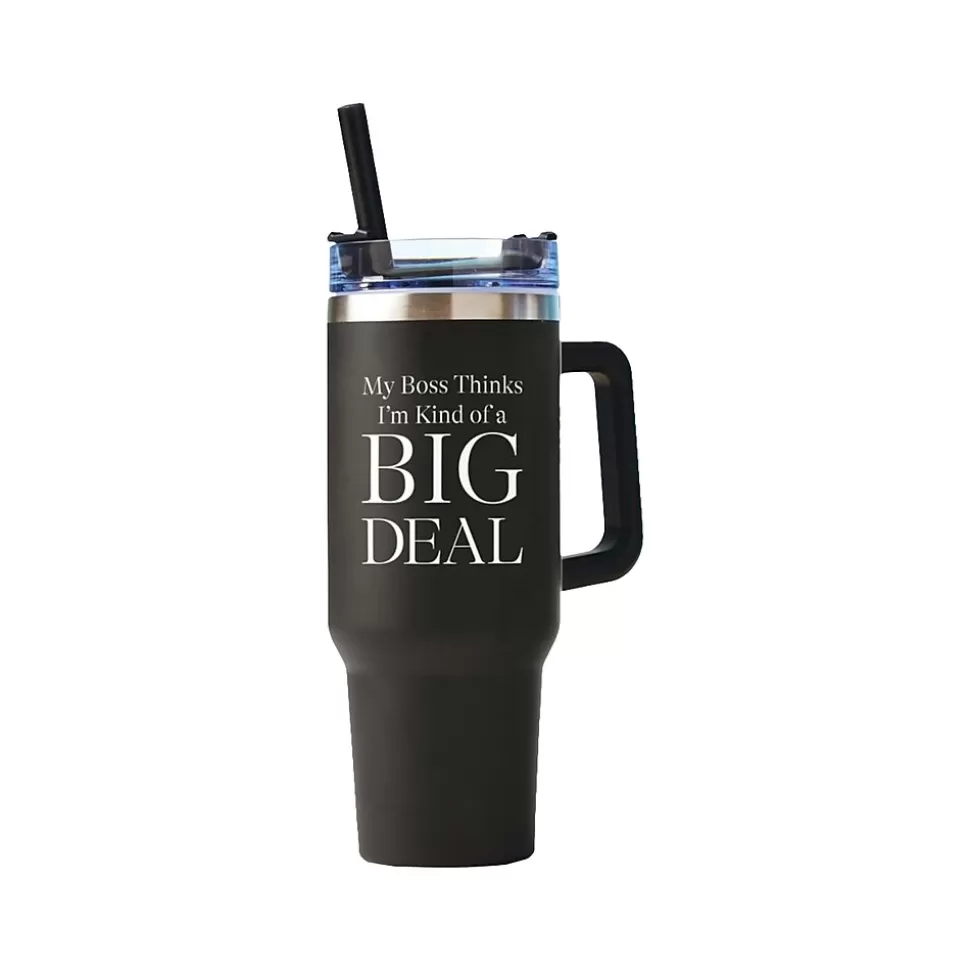 Baudville Thirst Quencher Big Deal Tumbler, Black, 40 Oz. (93443) Online