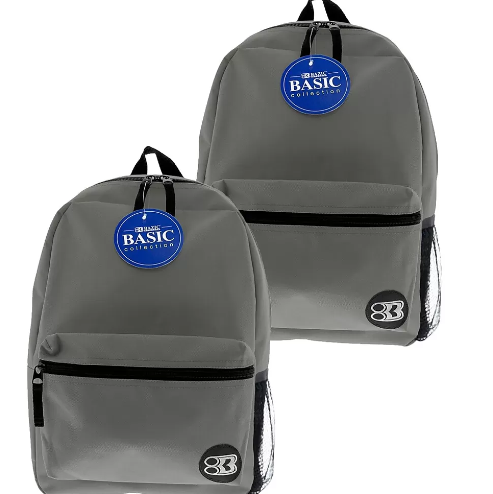 Bazic Basic Laptop Backpack, Medium, Gray, 2/Pack (BAZ1041-2) Outlet