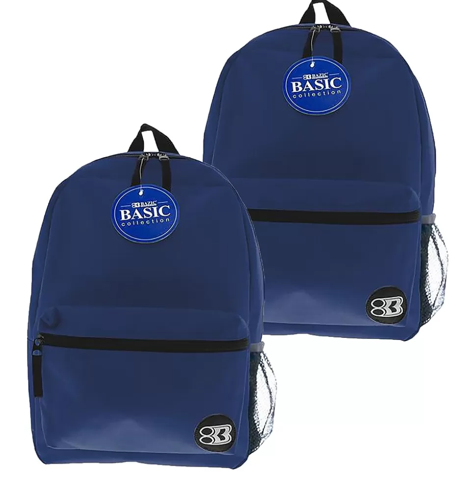 Bazic Basic Laptop Backpack, Medium, Navy Blue, 2/Pack (BAZ1040-2) Sale