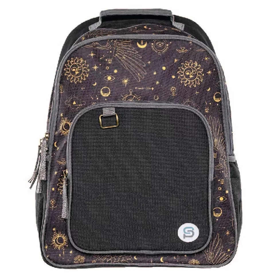 Bazic Raleigh Celestial Canvas Laptop Backpack, Large, Black/Gold (1120) New