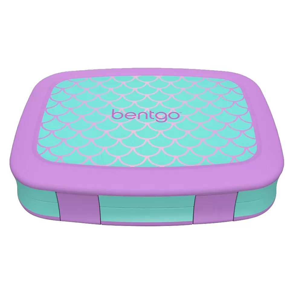 bentgo Kids Prints Mermaid Scales Lunch Box, Teal/Purple (BGKDPT-MMD) New