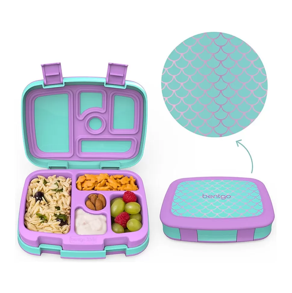 bentgo Kids Prints Mermaid Scales Lunch Box, Teal/Purple (BGKDPT-MMD) New