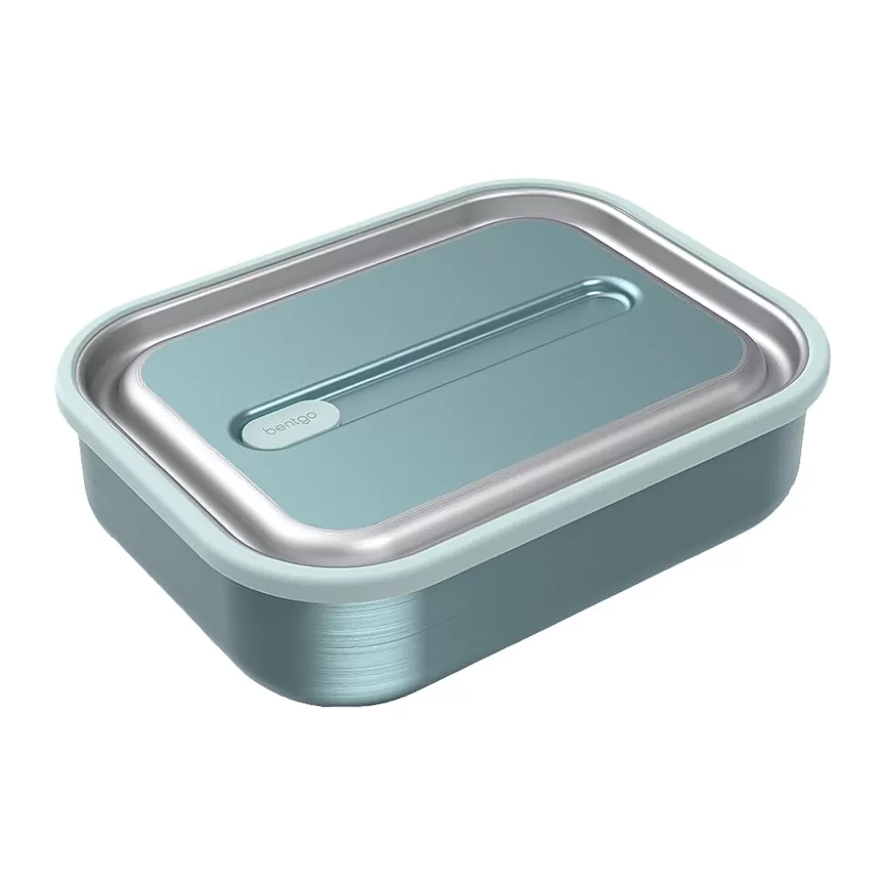 bentgo MicroSteel Lunch Box, Aqua, 41 oz. (BGSTLCH-AQ) New