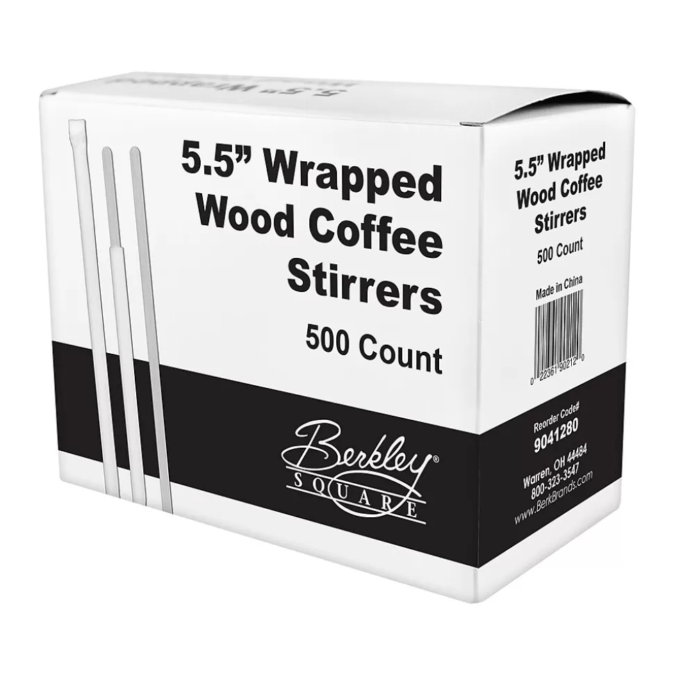 BERK Individually Wrapped Wooden Stirrer, 500/Box (9041280) Fashion