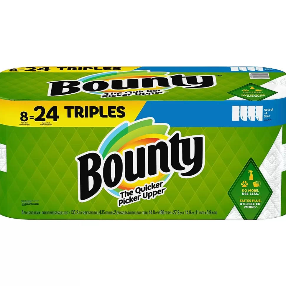 Bounty Select-a-Size Paper Towels, 2-Ply, 135 Sheets/Roll, 8 Rolls/Pack (05661) Shop