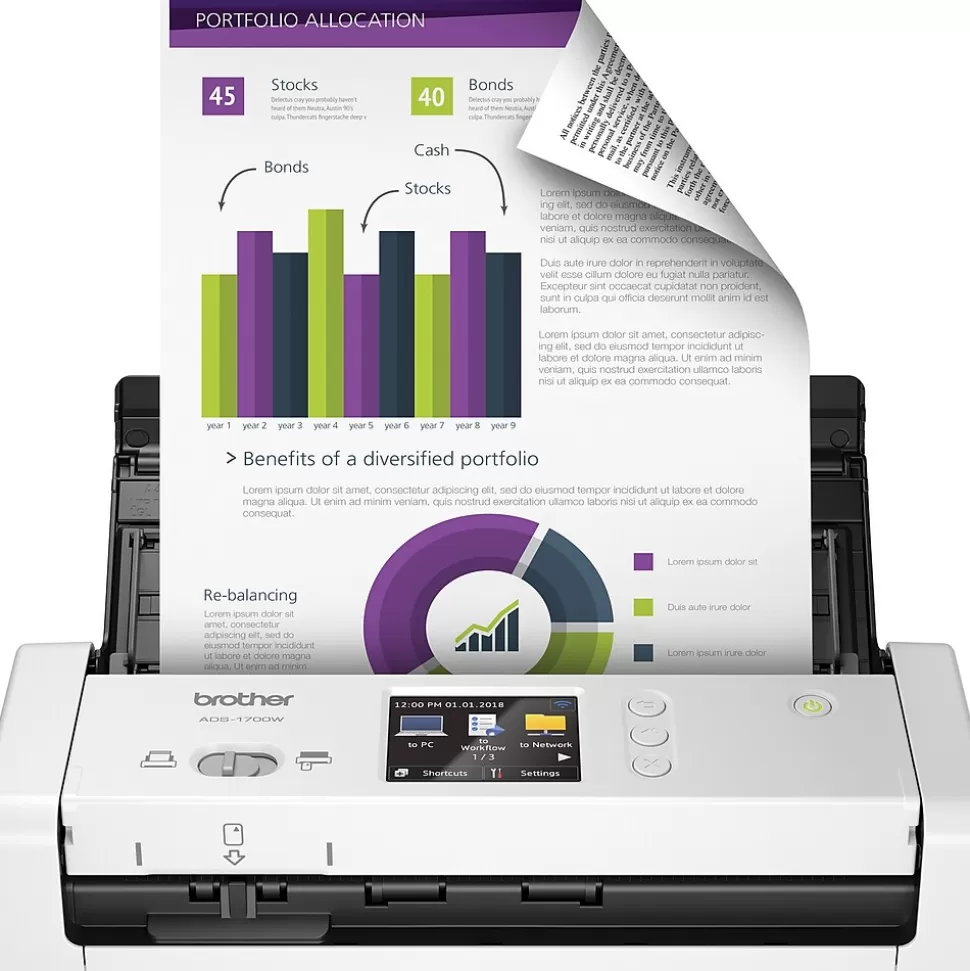 Brother Desktop Scanner for Documents, Wireless, White (ADS-1700W) Sale