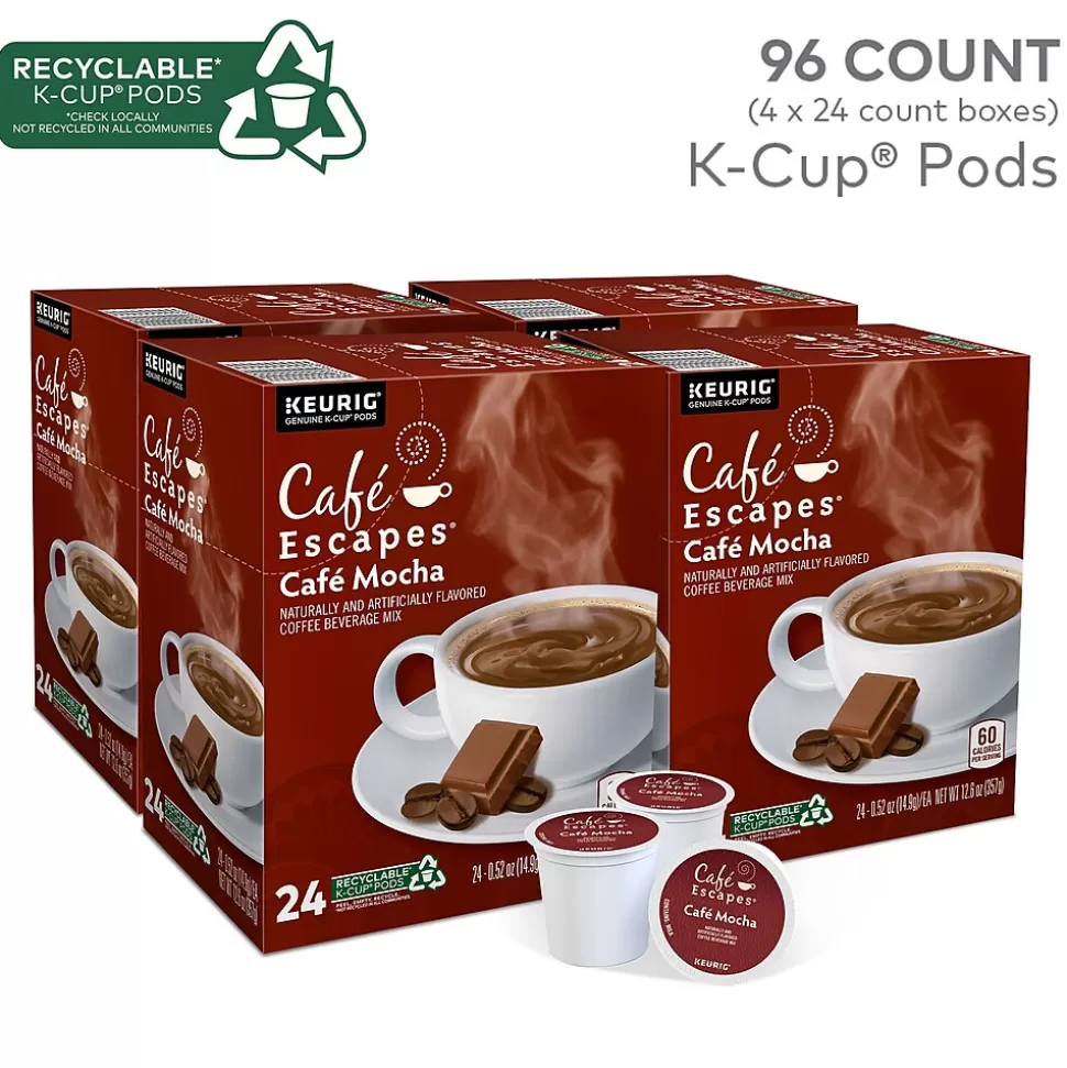 Cafe Escapes Mocha Coffee Keurig® K-Cup® Pods, 96/Carton (68037) Fashion