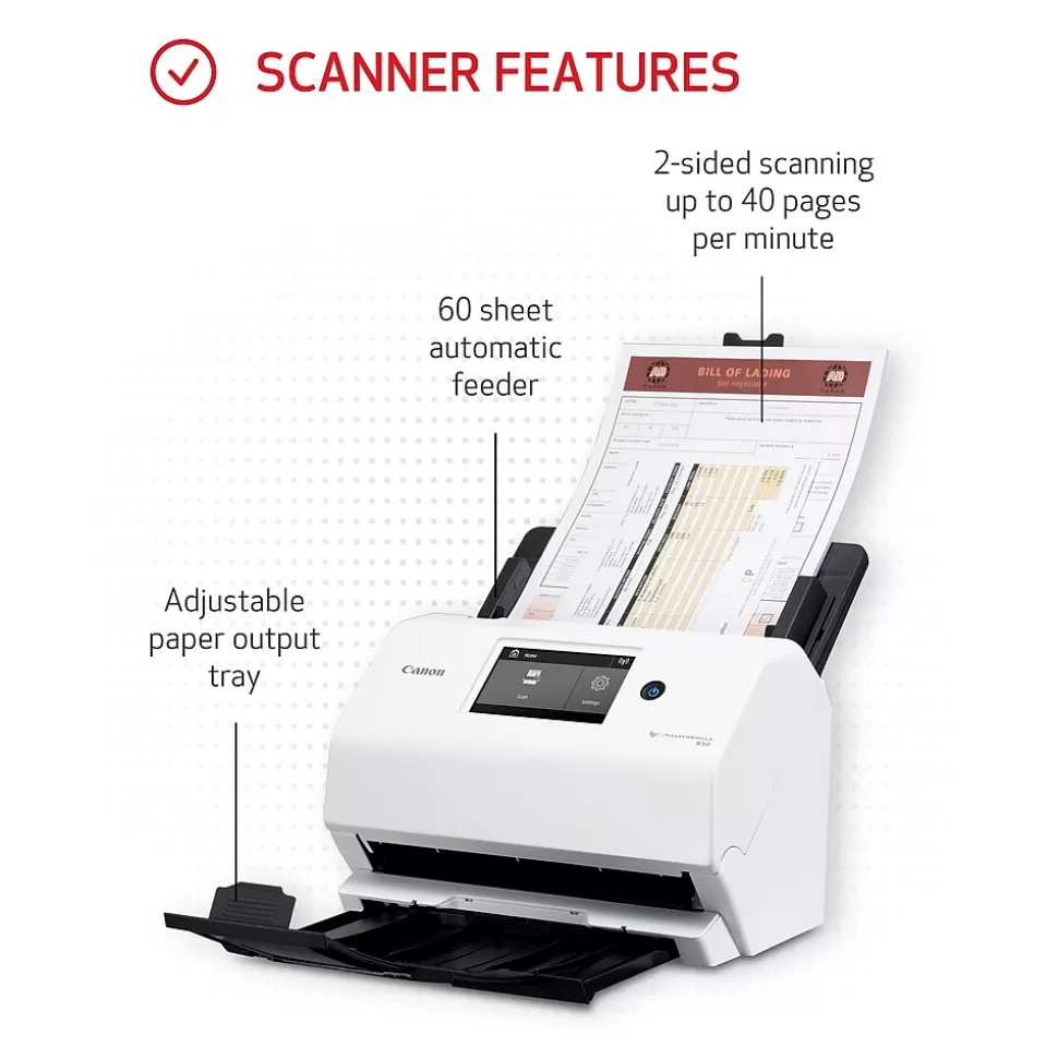 Canon imageFORMULA R50 USB Document Scanner, White (4823C001) Fashion