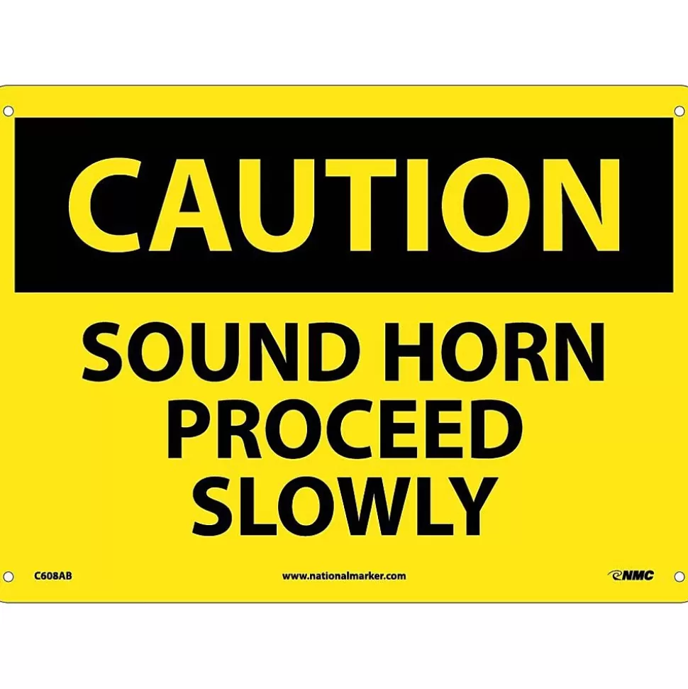 National Marker Caution Signs; Sound Horn Proceed Slowly, 10X14, .040 Aluminum Online