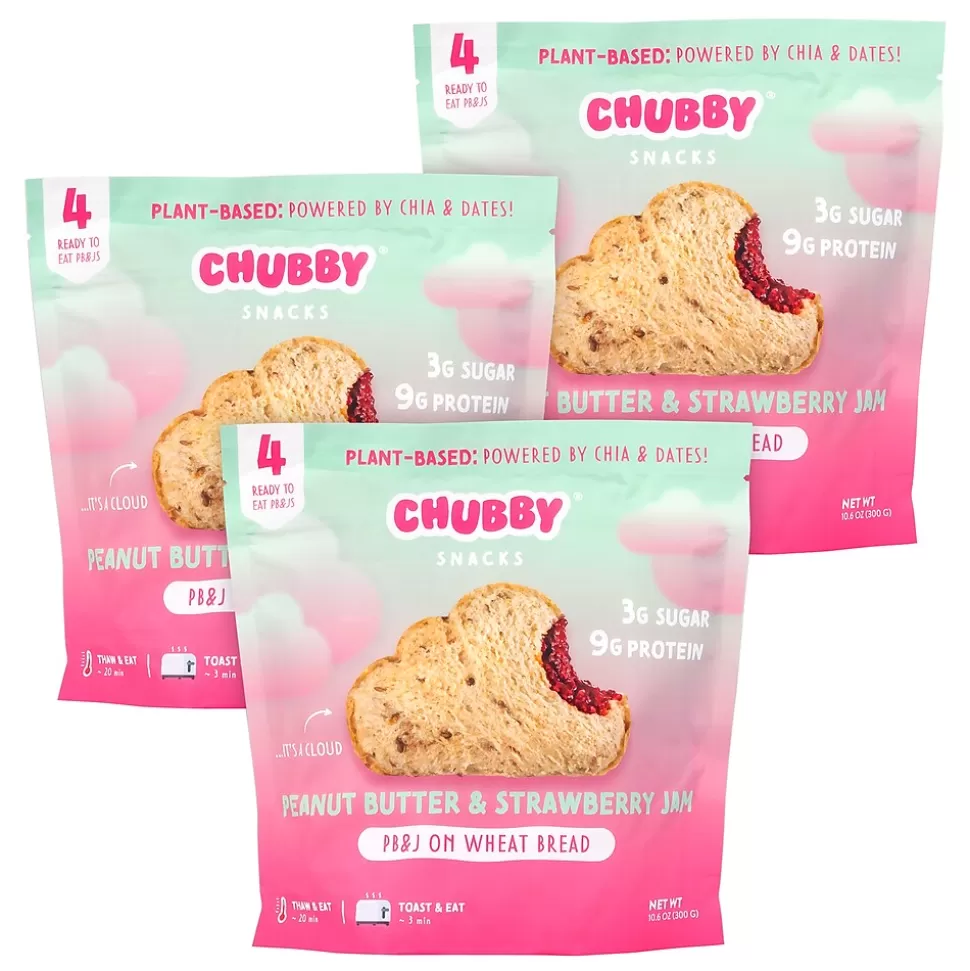 Chubby Snacks Peanut Butter & Strawberry Jam Sandwich, 10.6 oz, 12/Pack (600-04135) Fashion