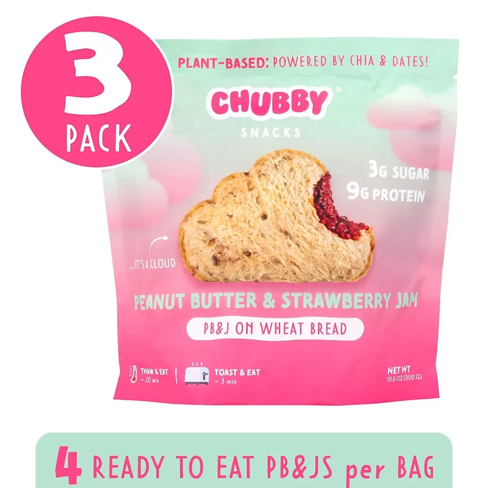 Chubby Snacks Peanut Butter & Strawberry Jam Sandwich, 10.6 oz, 12/Pack (600-04135) Fashion