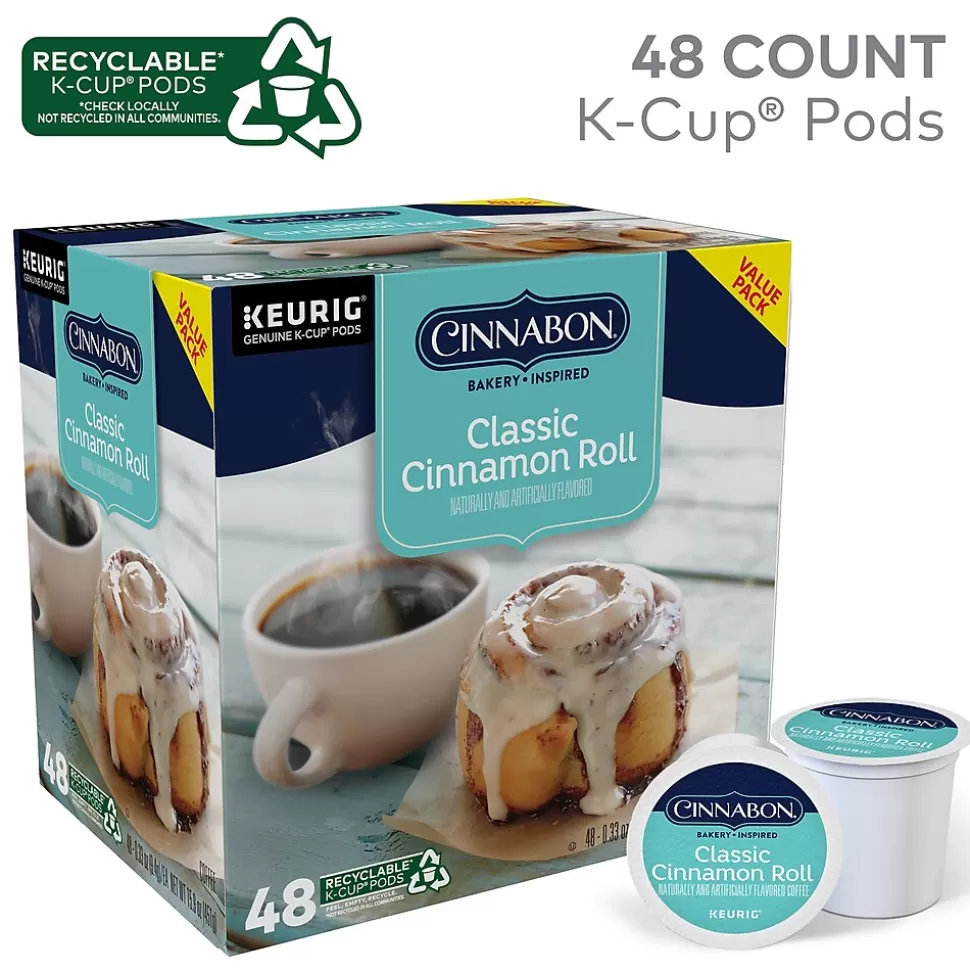 Cinnabon ® Classic Cinnamon Roll Coffee, Keurig® K-Cup® Pods, Light Roast, 48/Box (373156) Store