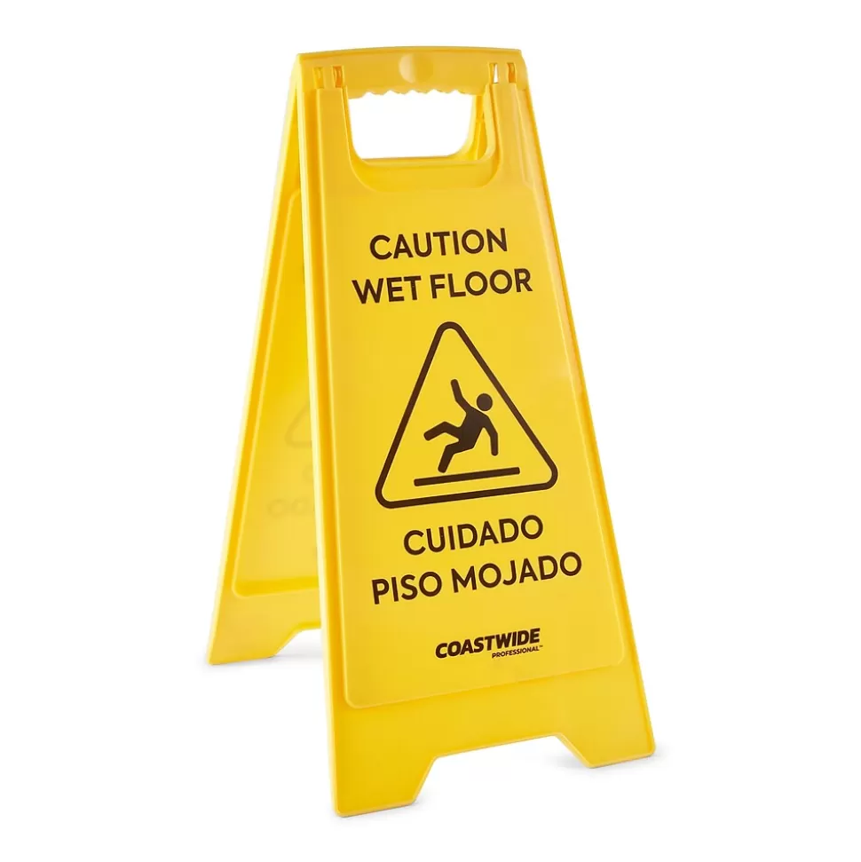 Coastwide Professional ™ Safety Awareness Floor Sign, Yellow (CW21872) Cheap
