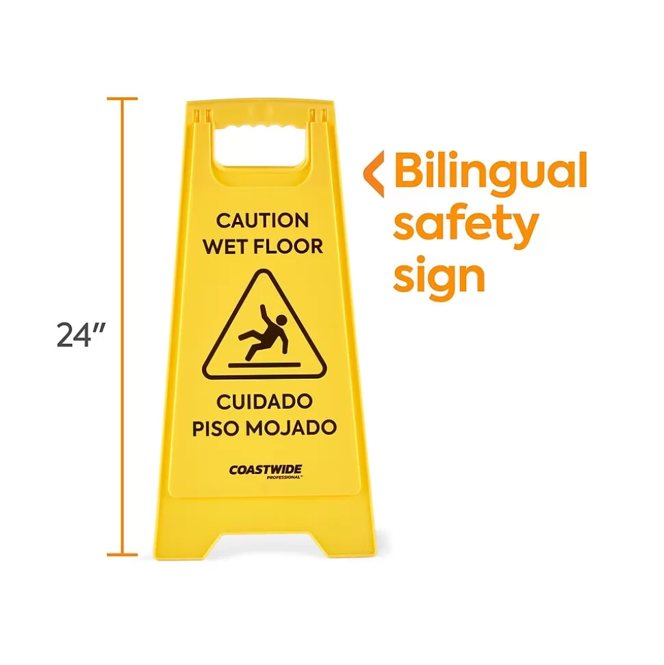 Coastwide Professional ™ Safety Awareness Floor Sign, Yellow (CW21872) Cheap