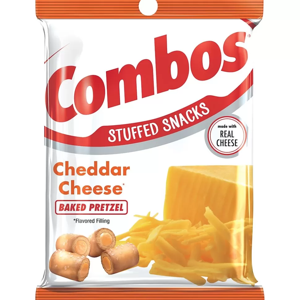 Combos Cheddar Cheese Pretzel Baked Snacks 6.3 oz. Bags, 12 Bags/Carton (42005) New