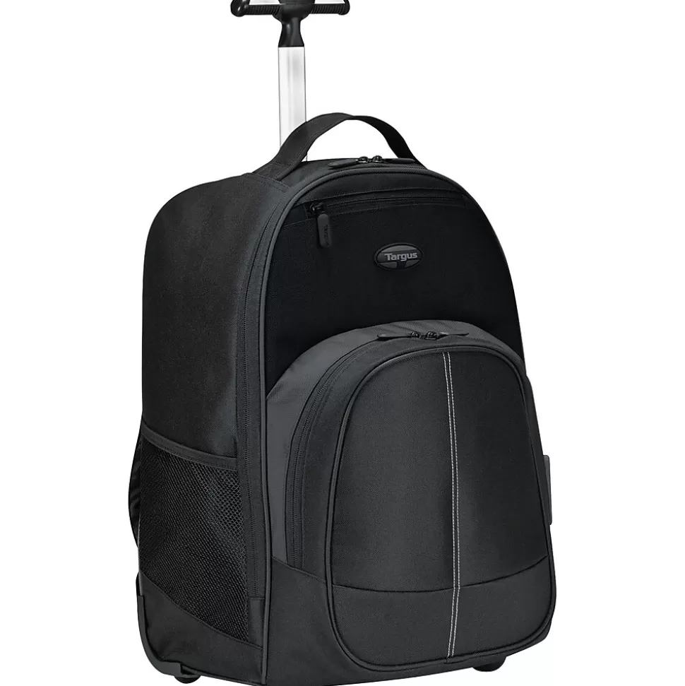 Targus Compact Rolling Backpack, 19 1/3" x 7 1/2" x 13 4/10", Polyester, Black Flash Sale