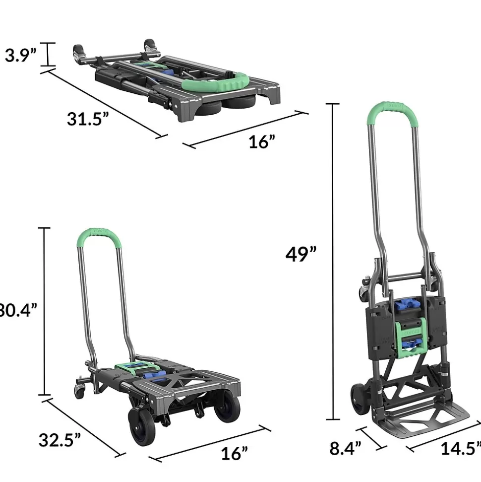 Cosco Shifter Convertible Hand Truck, 300 lb. Capacity, Black/Green (12222PBG1E) Shop