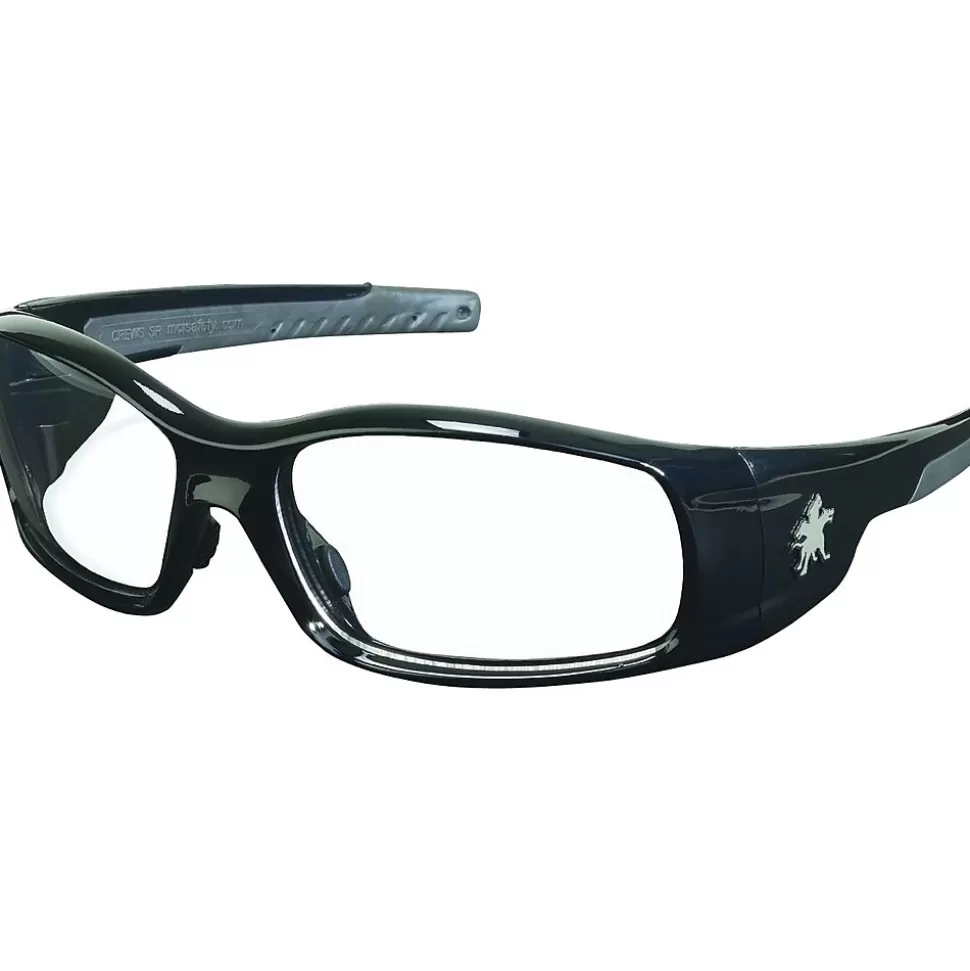 Crews Swagger Brash Look Polycarbonate Dual Lens Safety Glasses, Black/Clear (SR110) Store