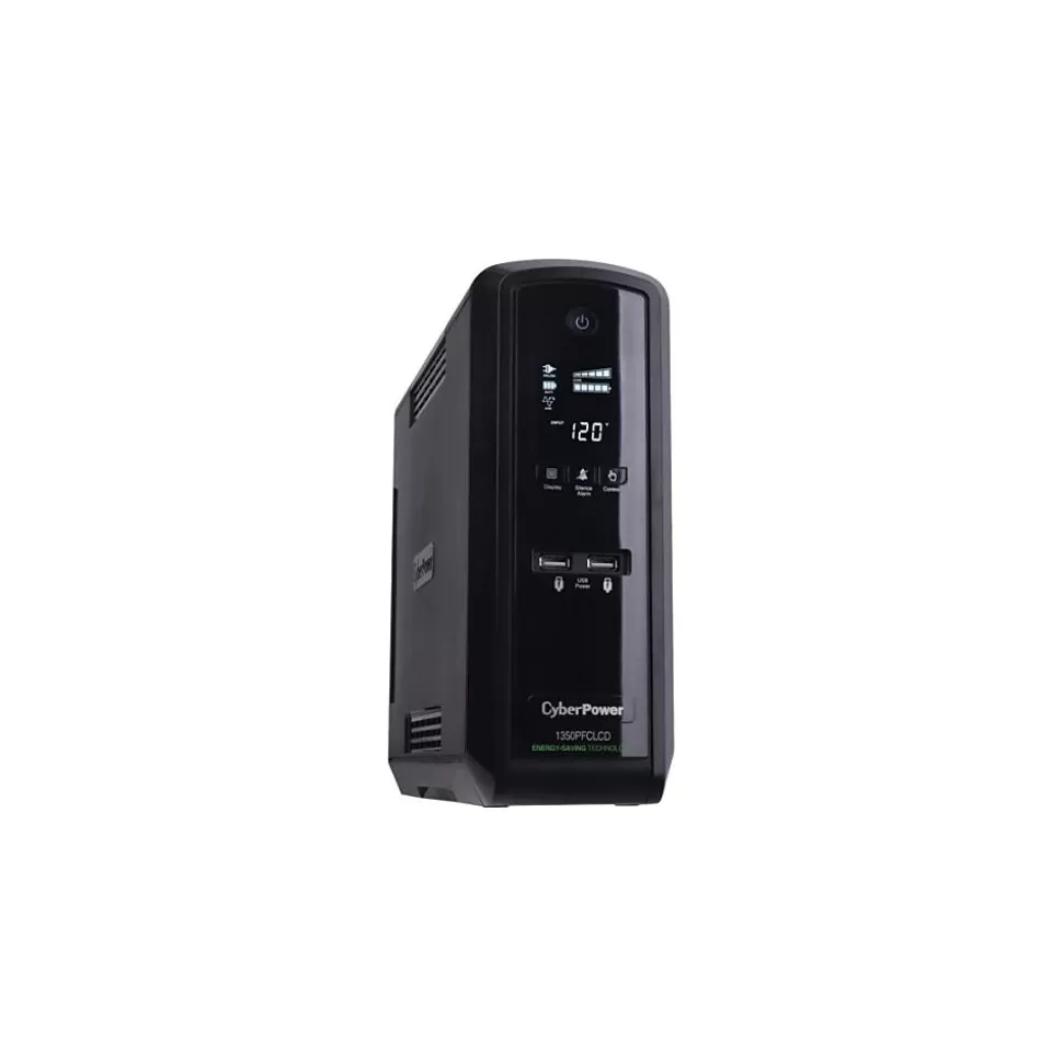 CyberPower PFC Sinewave Series 1350VA UPS, 10-Outlets, Black (CP1350PFCLCD) Online