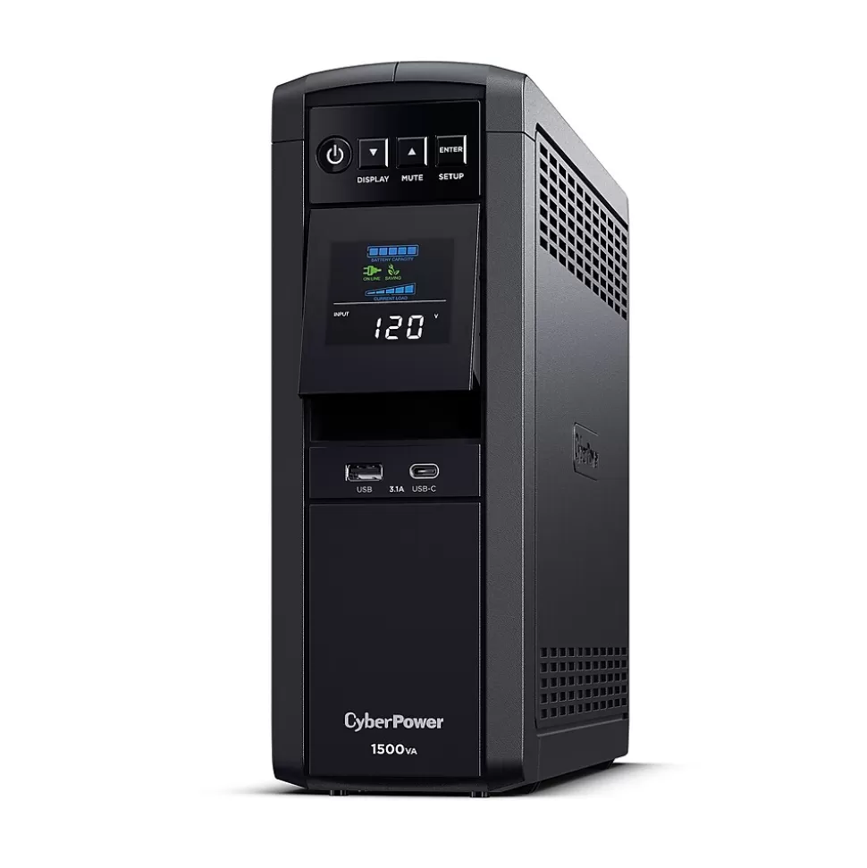 CyberPower PFC Sinewave 1500VA UPS, 12-Outlets, Black (CP1500PFCLCD) Outlet