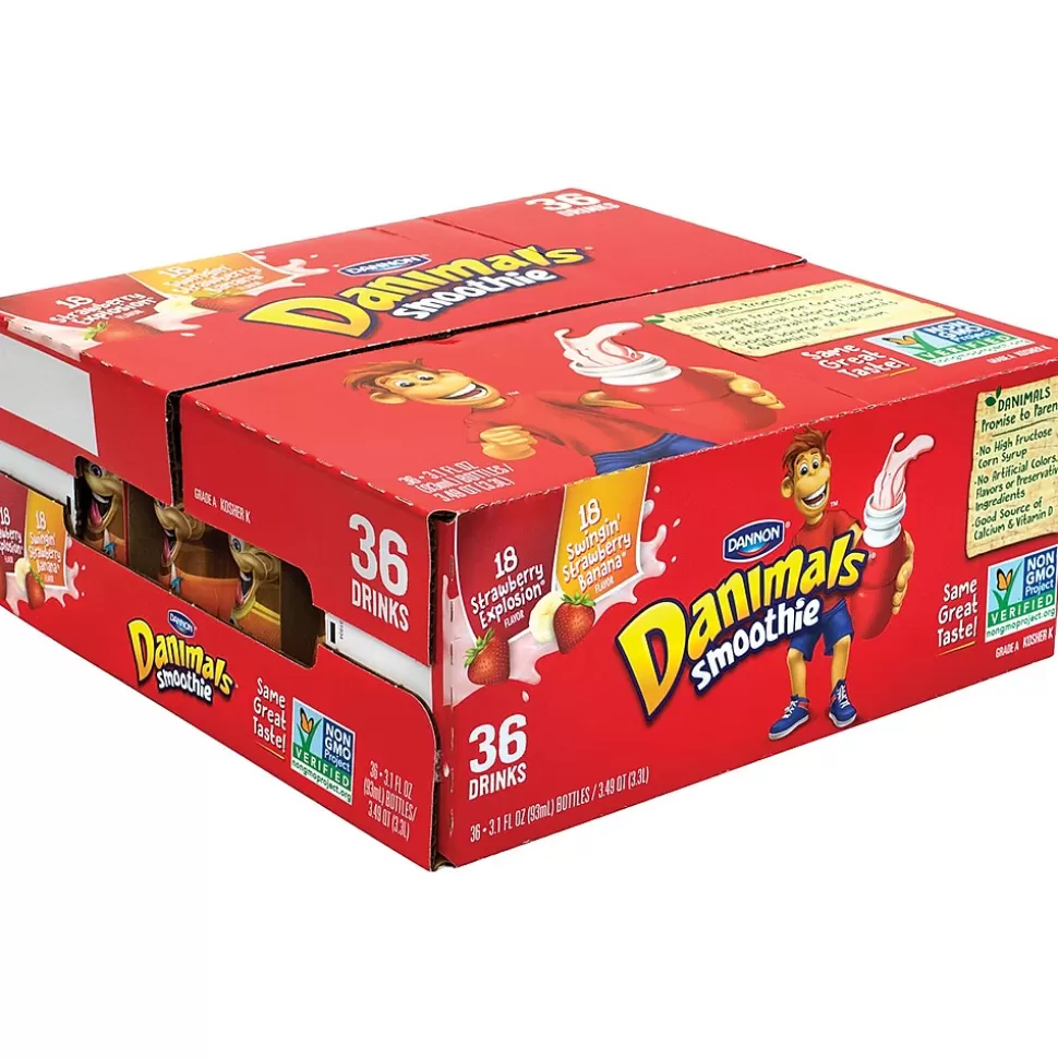 Dannon Danimals Explosion & Swingin' Strawberry Bananas Smoothies, 36/Pack (902-00019) Outlet