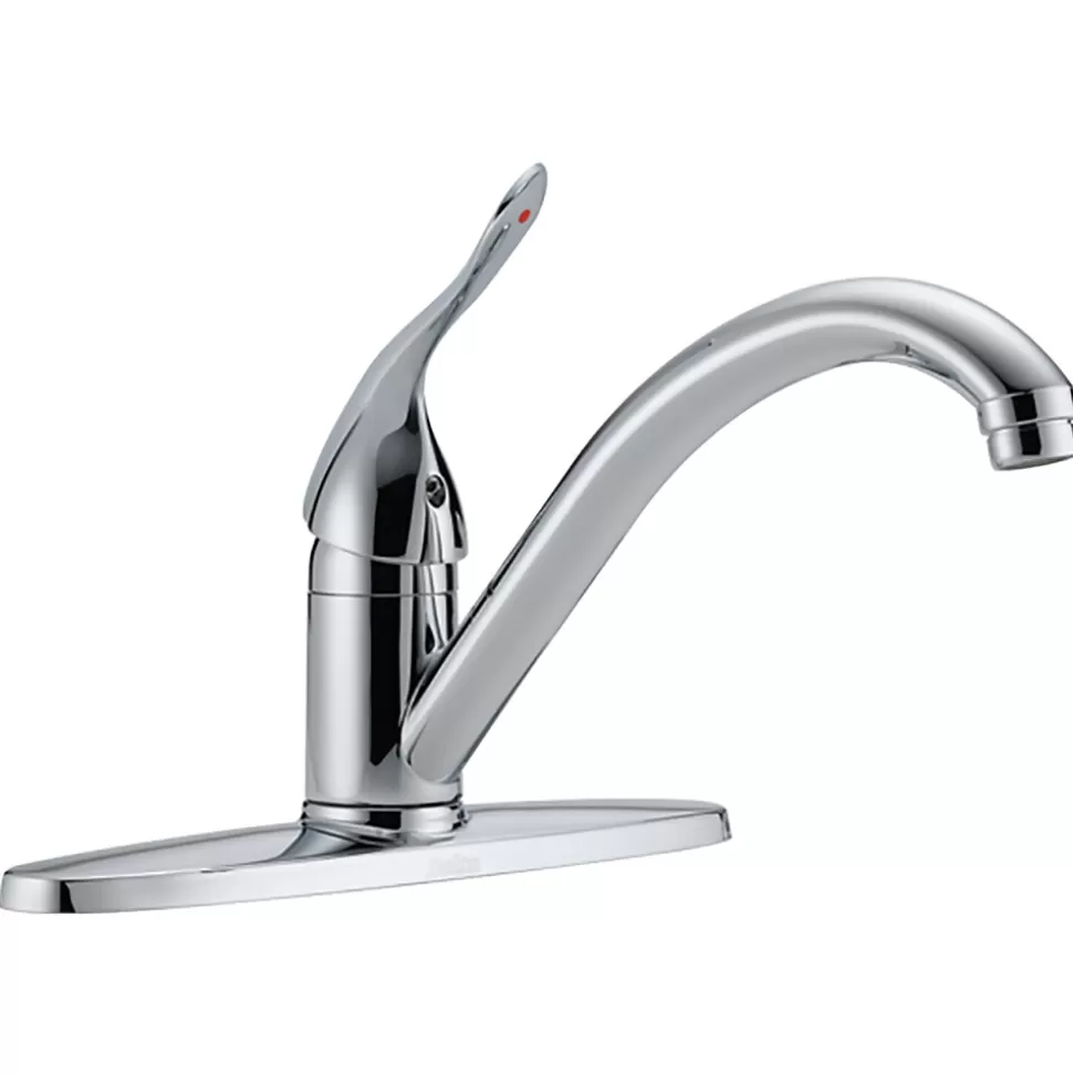 Delta Commercial HDF Single Handle Kitchen Faucet, Chrome (100LF-HDF) Hot