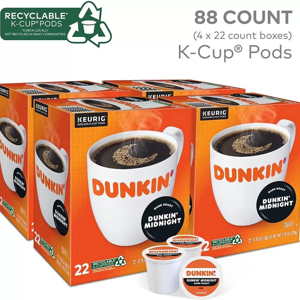 Dunkin' Midnight Coffee Keurig® K-Cup® Pods, Dark Roast, 88/Carton (400849) Discount