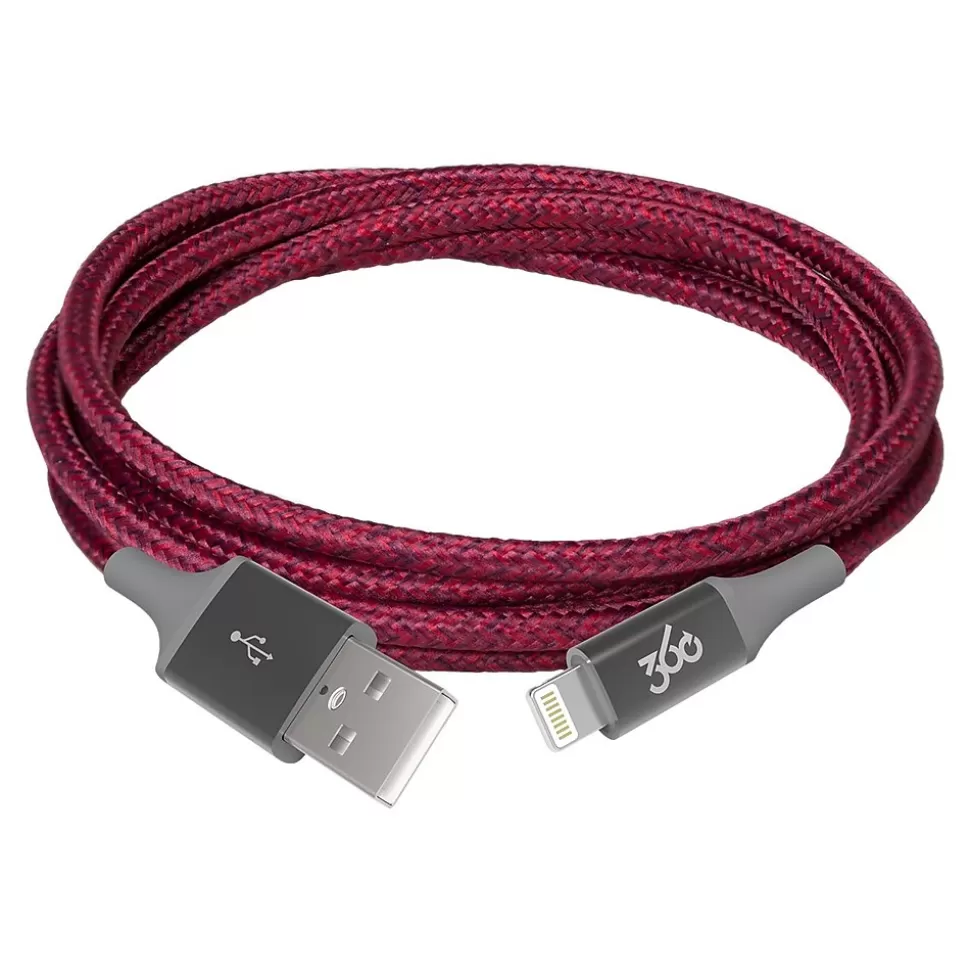 360 Electrical Habitat 4' USB A Male/Lightning 8-Pin Male, Cranberry (360650-CB) Discount