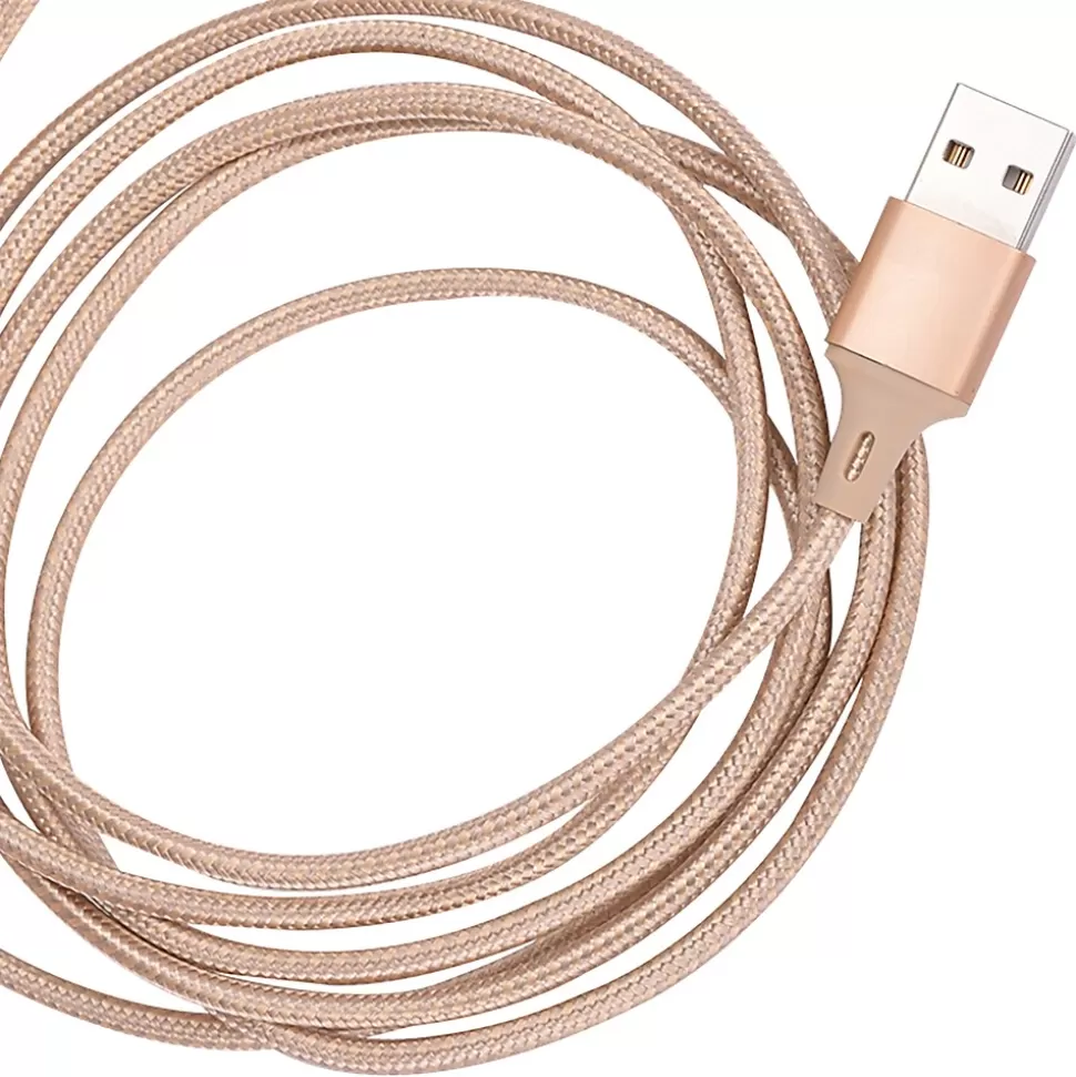 Ellie Los Angeles ELLIE ROSE Gold Nylon 3-in-1 Charging Cable, 6 Feet (3CBL-0058) Fashion