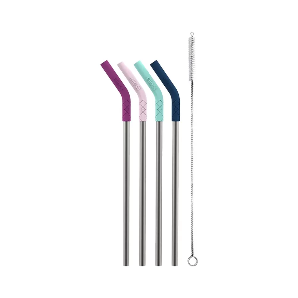 ello June Breeze Stainless Steel Straws, 9.75"L, 4/Pack (499-4289-914-24) Flash Sale