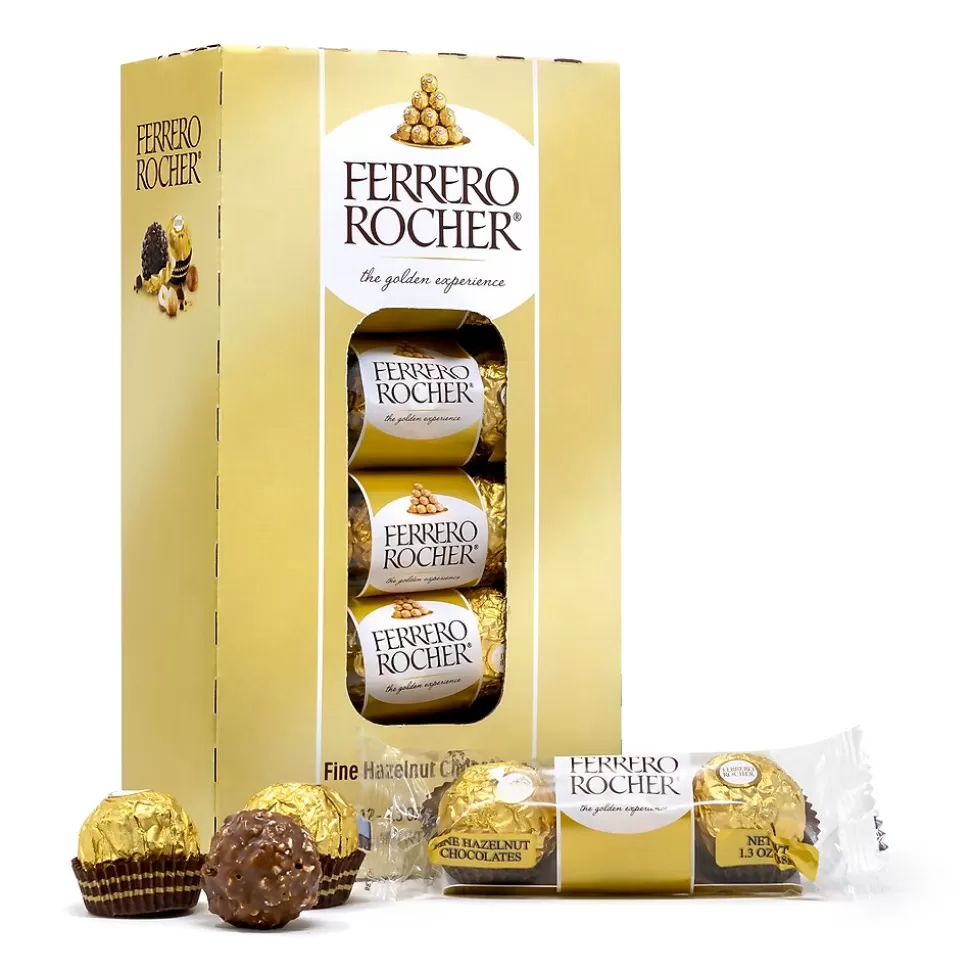 Ferrero Rocher Assorted Hazelnut Milk Chocolate Truffle, 1.3 oz., 12/Pack (220-02059) Outlet