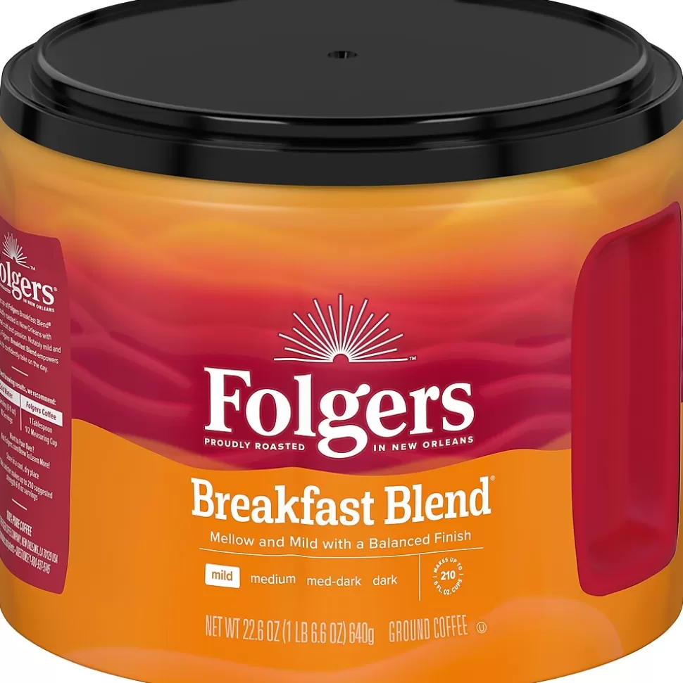 Folgers Breakfast Blend Ground Coffee, Light Roast, 22.6 oz. (2550020529) New