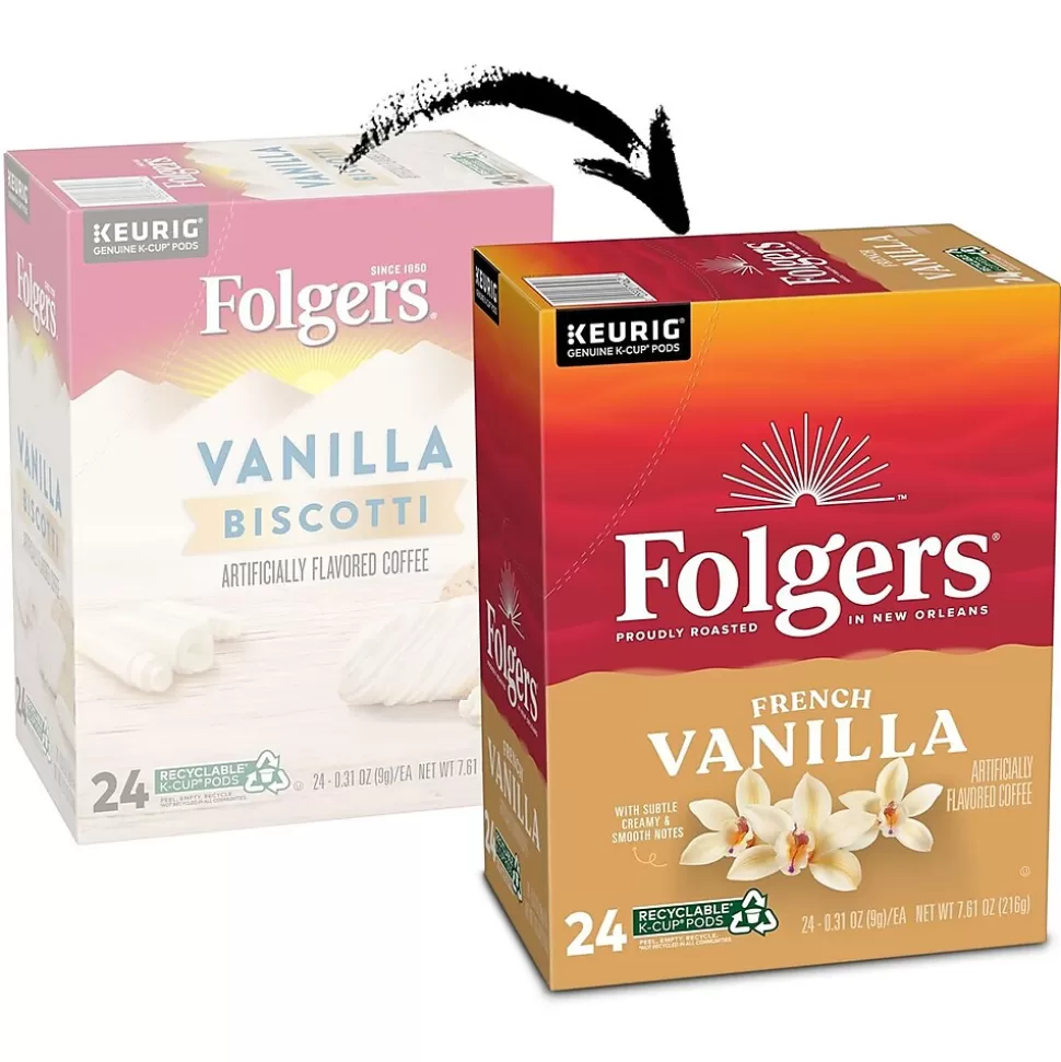 Folgers French Vanilla Coffee, Medium Roast, 0.31 oz. Keurig® K-Cup® Pods, 24/Box (6661) Store