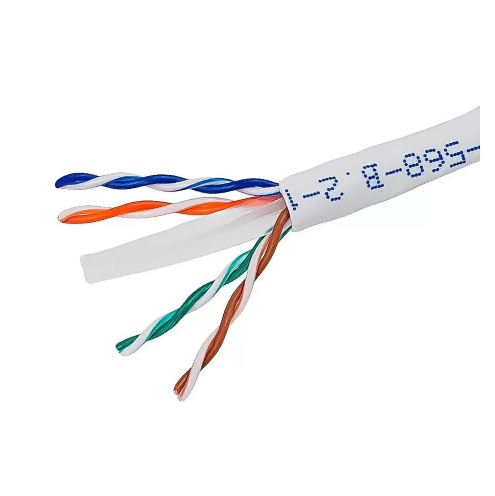 Monoprice 250FT Cat6 Bulk Bare Copper Ethernet Cable, UTP, Solid, Riser Rated (CMR), 500MHz, 23AWG - White New