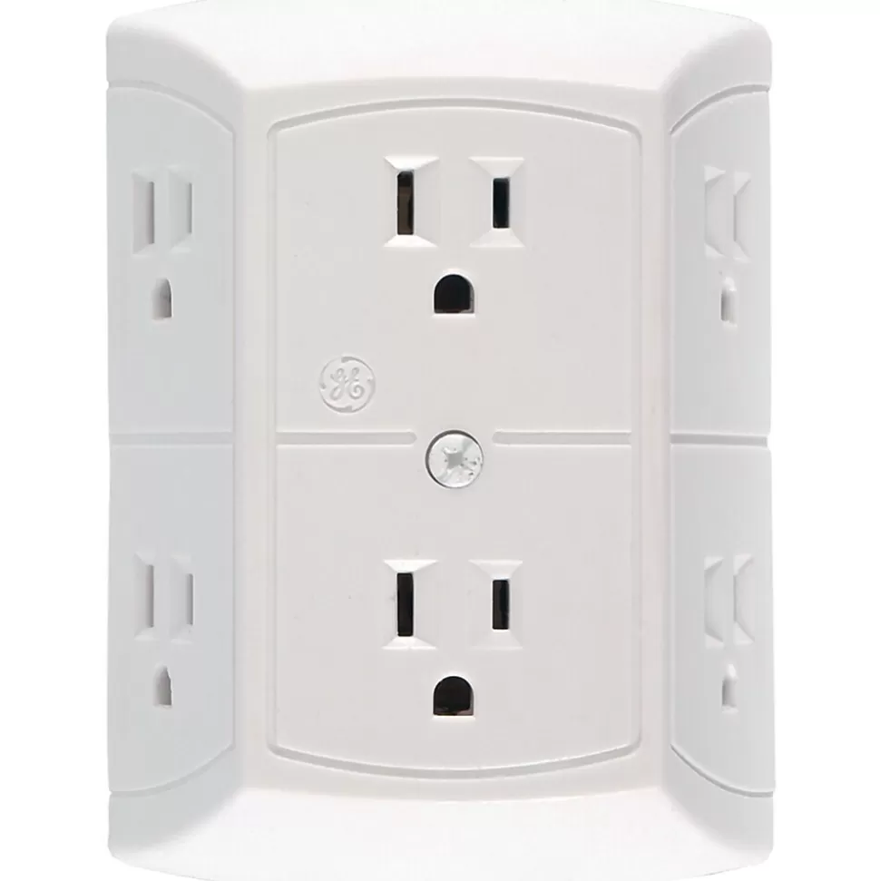 GE 15 Amp 6 Outlet In-wall Adapter, White (JASHEP50759) Store