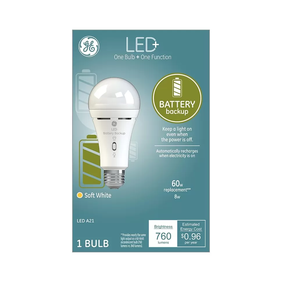 GE 8 Watt Soft White Battery Backup Bulb (93099986) Flash Sale